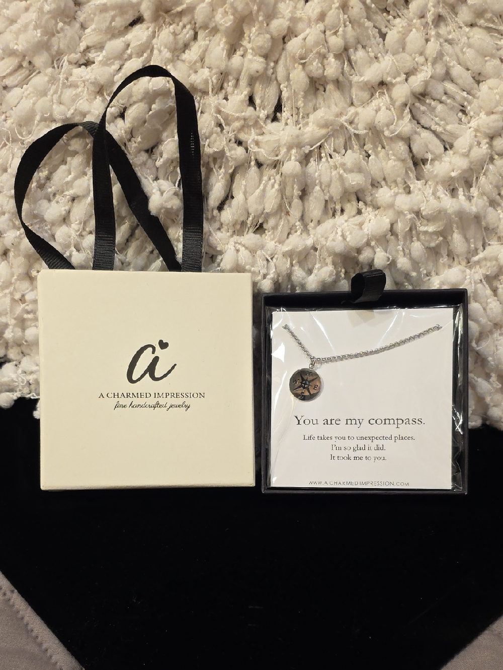 A Charmed Impression 'You Are My Compass' Silver Tone Compass Necklace